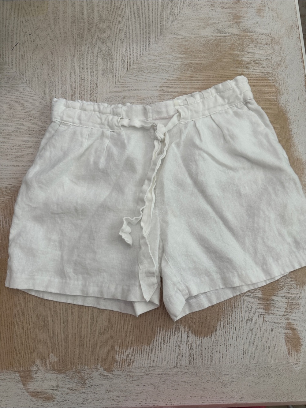 Lilly Pulitzer White High-Waist Linen Drawstring Shorts